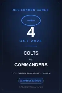 Watch Colts vs Commanders online in the UK with AtlasStream Live